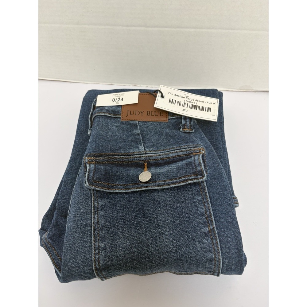 Judy Blue NWT Hi-Rise Wide Leg Cargo Denim Jeans Size 0/24 Style #88725